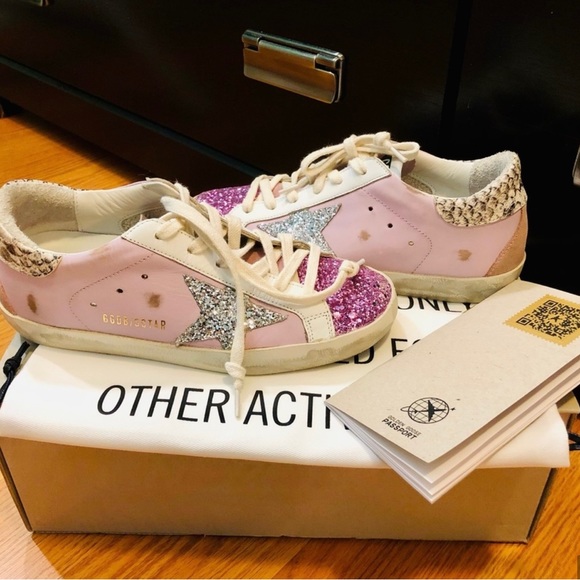 Súper-Star ⭐️Sneakers in Pink Leather with silver glitter star and Snake print - Picture 16 of 16